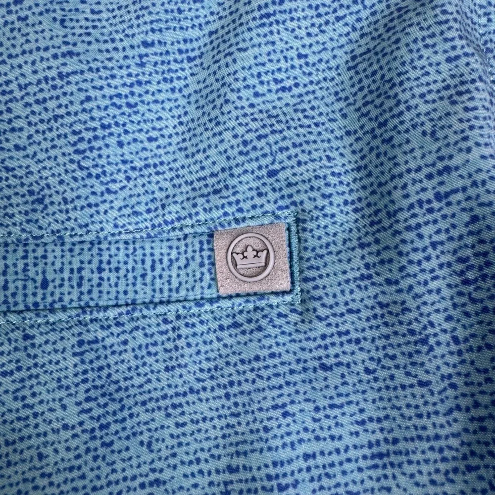 Peter Millar Crown Sport Golf Shorts Mens 36 Blue Performance Stretch Micro Dot